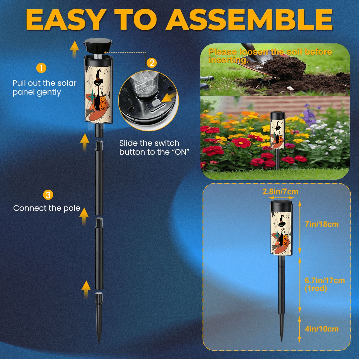 Kate McEnroe New York Atomic Cat Halloween Garden Solar Lights, Retro Mid Century Modern Outdoor Pathway DecorSolar Garden Stake LightsDVUkXUoduJ