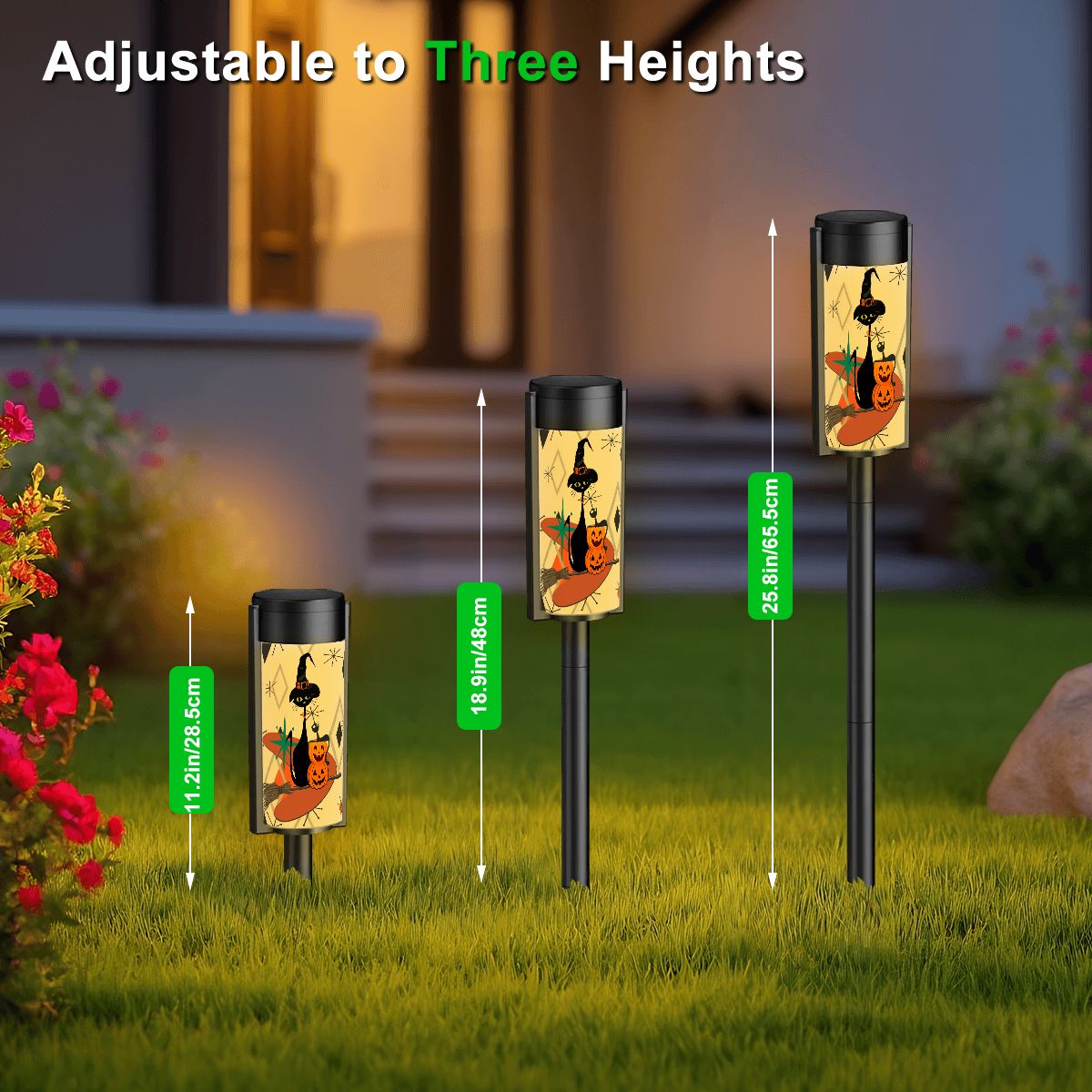 Kate McEnroe New York Atomic Cat Halloween Garden Solar Lights, Retro Mid Century Modern Outdoor Pathway DecorSolar Garden Stake LightsDVUkXUoduJ