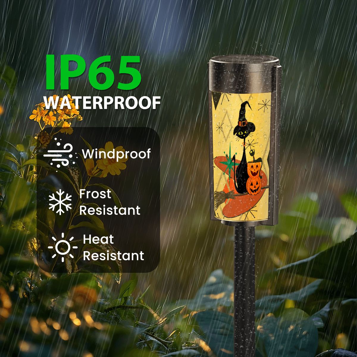 Kate McEnroe New York Atomic Cat Halloween Garden Solar Lights, Retro Mid Century Modern Outdoor Pathway DecorSolar Garden Stake LightsDVUkXUoduJ