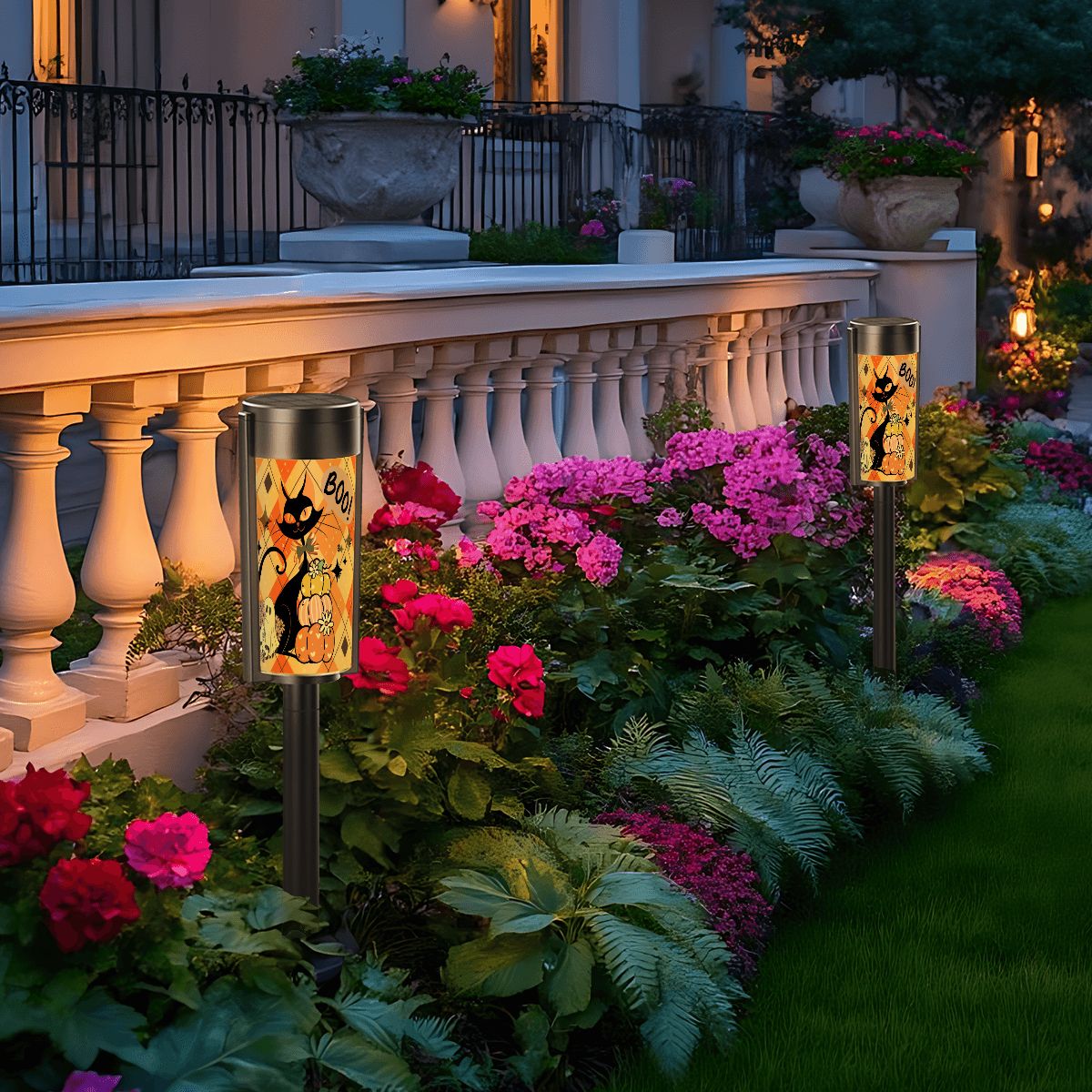 Kate McEnroe New York Atomic Cat Halloween Harlequin MCM Garage Door BannerSolar Garden Stake LightsmGrG5aD0Te