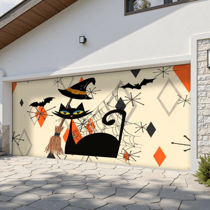 Kate McEnroe New York Atomic Cat Halloween Mid Century Modern Retro Garage Door BannerGarage Door Bannergb8U7zhdpm