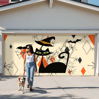 Kate McEnroe New York Atomic Cat Halloween Mid Century Modern Retro Garage Door BannerGarage Door Bannergb8U7zhdpm