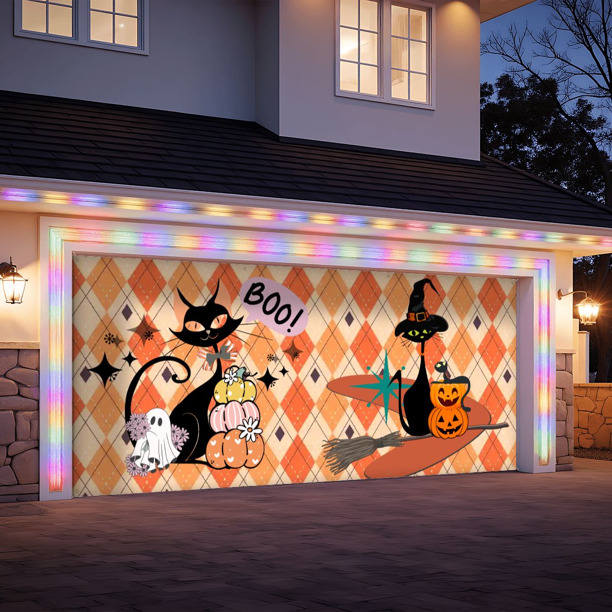 Kate McEnroe New York Atomic Cat Halloween Retro Kitsch Mid Century Modern Garage Door BannerGarage Door BannerasSbD3vFW7