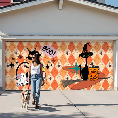 Kate McEnroe New York Atomic Cat Halloween Retro Kitsch Mid Century Modern Garage Door BannerGarage Door BannerasSbD3vFW7