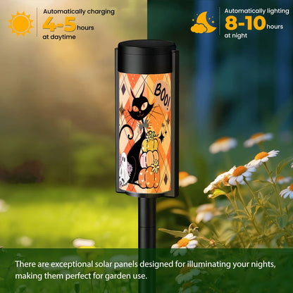 Kate McEnroe New York Atomic Cat Halloween Solar Lights, Retro Mid Mod Pumpkin Harlequin Outdoor Pathway DecorSolar Garden Stake LightsI7a8cZxJhK