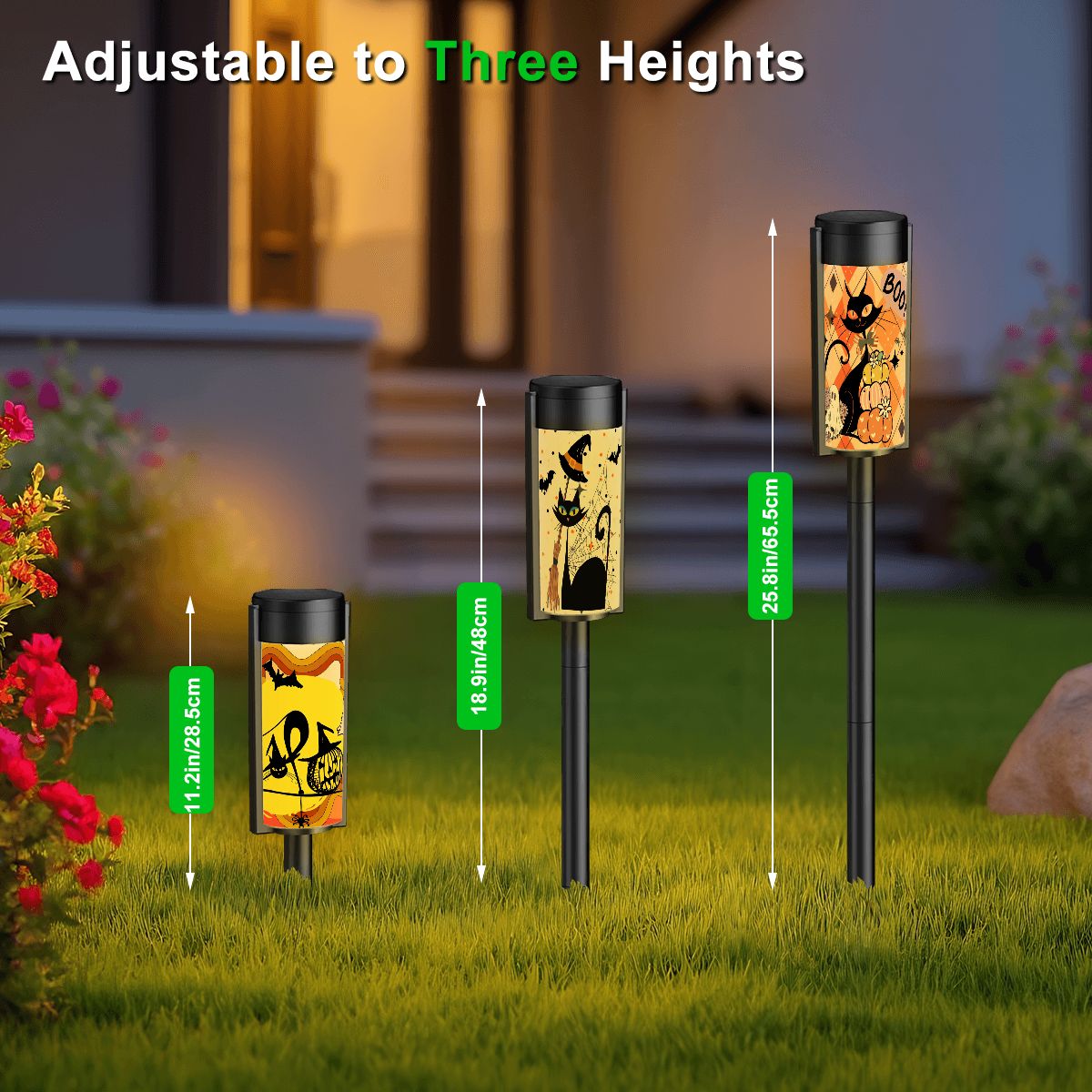 Kate McEnroe New York Atomic Cat Halloween Solar Lights, Retro Mid Mod Pumpkin Harlequin Outdoor Pathway DecorSolar Garden Stake LightsI7a8cZxJhK