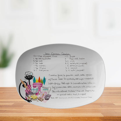 Kate McEnroe New York Atomic Cat Handwritten Recipe Platter, Personalized Mid Century Modern Retro Handwriting Recipe Card Plate Keepsake for Family Heirloom RecipesServing PlattersPP1 - ATC - COK - 2