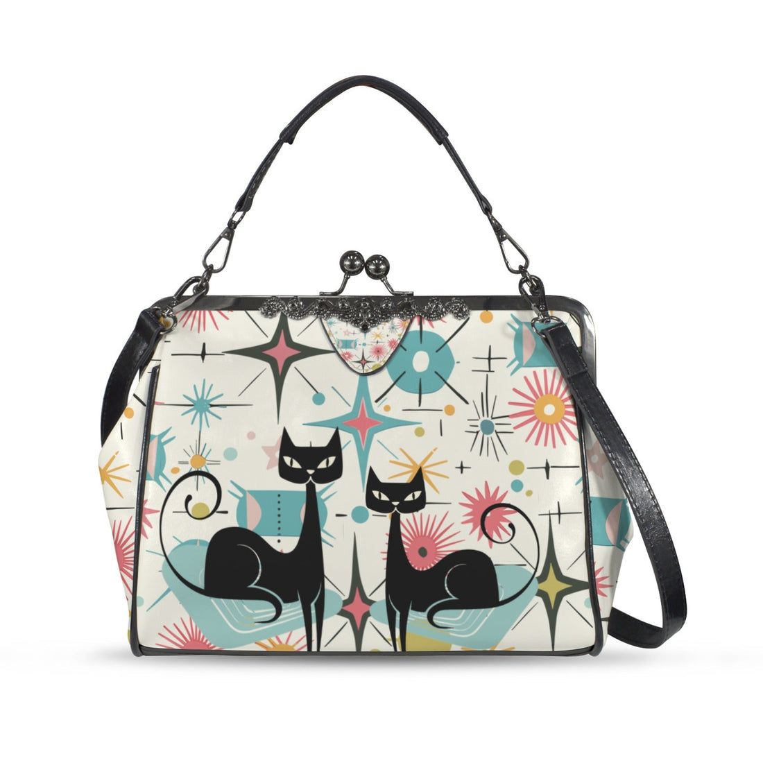 Kate McEnroe New York Atomic Cat Kiss Lock Purse, Retro MCM Starburst CrossbodyCrossbody BagsD3323065