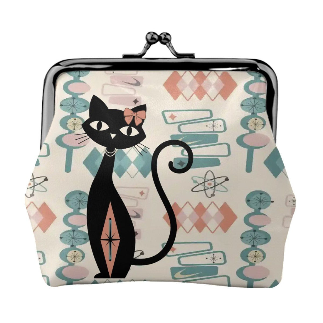 Kate McEnroe New York Atomic Cat Kisslock Coin Purse Mid Century Modern Retro Black Cat WalletCoin PurseskVQNPTLDyG