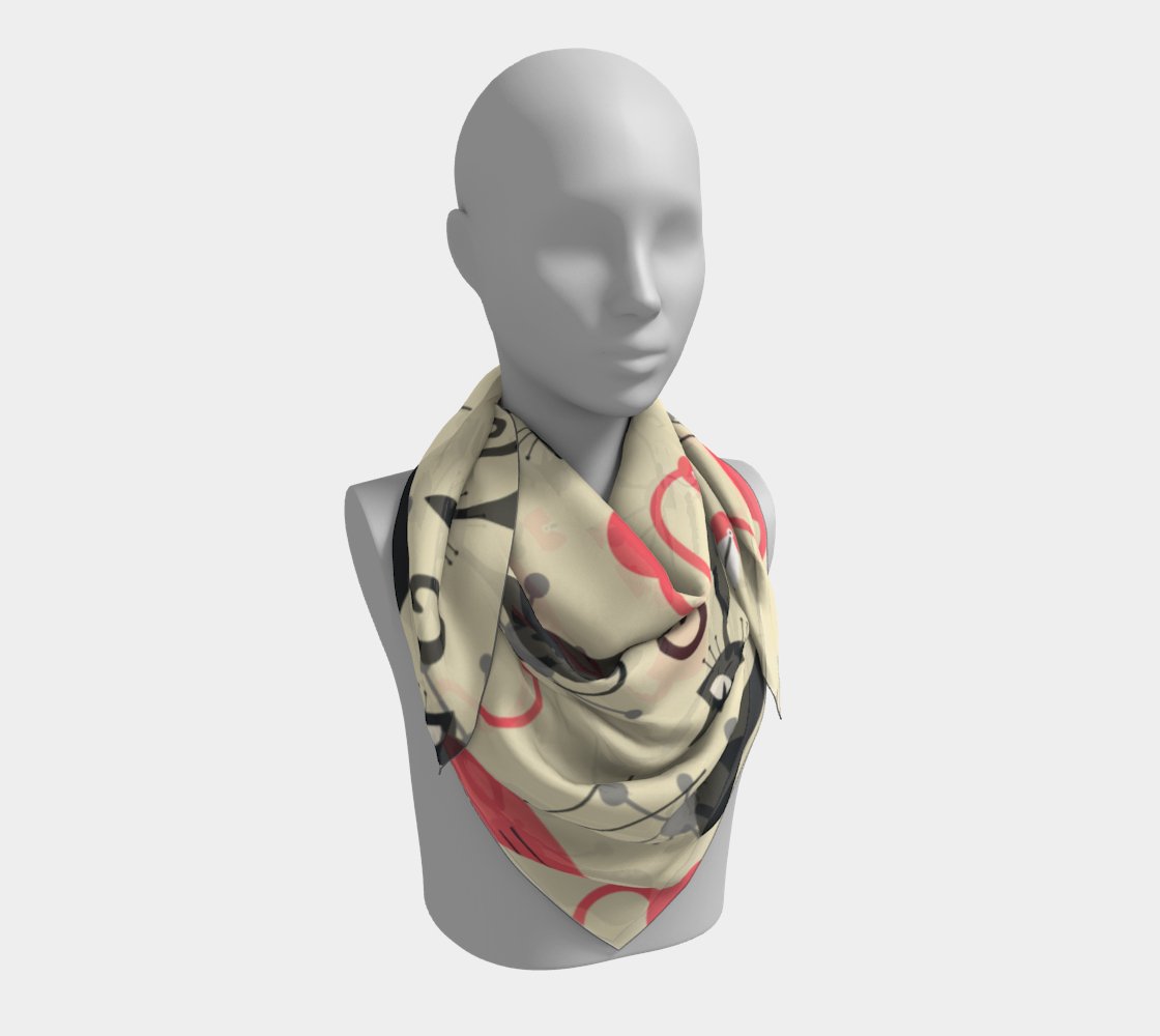 Kate McEnroe New York Atomic Cat Kitsch Flamingo Silk Habotai Square ScarfScarves6680983|silk - habotai|16x16