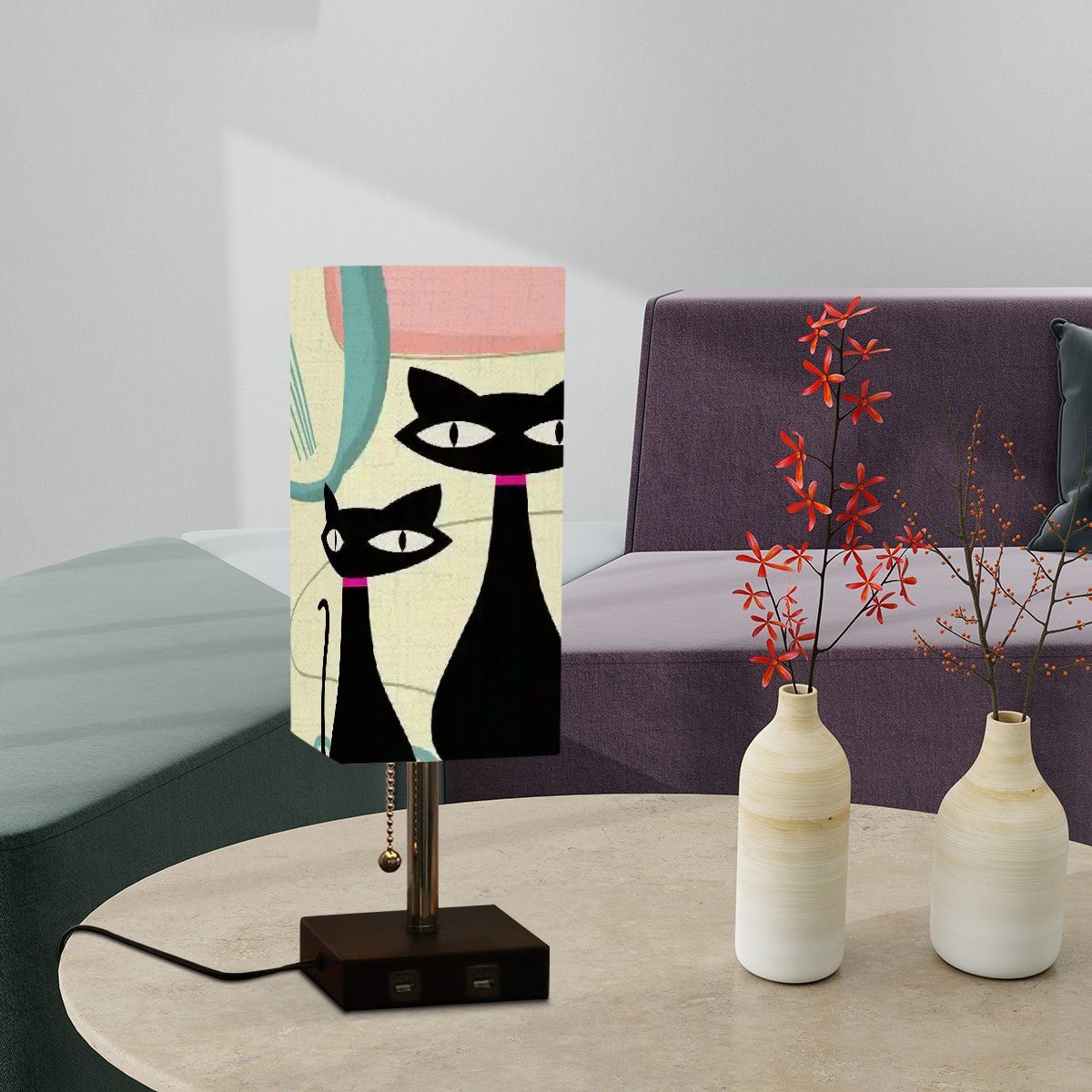 Kate McEnroe New York Atomic Cat Kitsch Mid Century Modern Retro Desk LampDesk Lamps6UWBNVWAoD