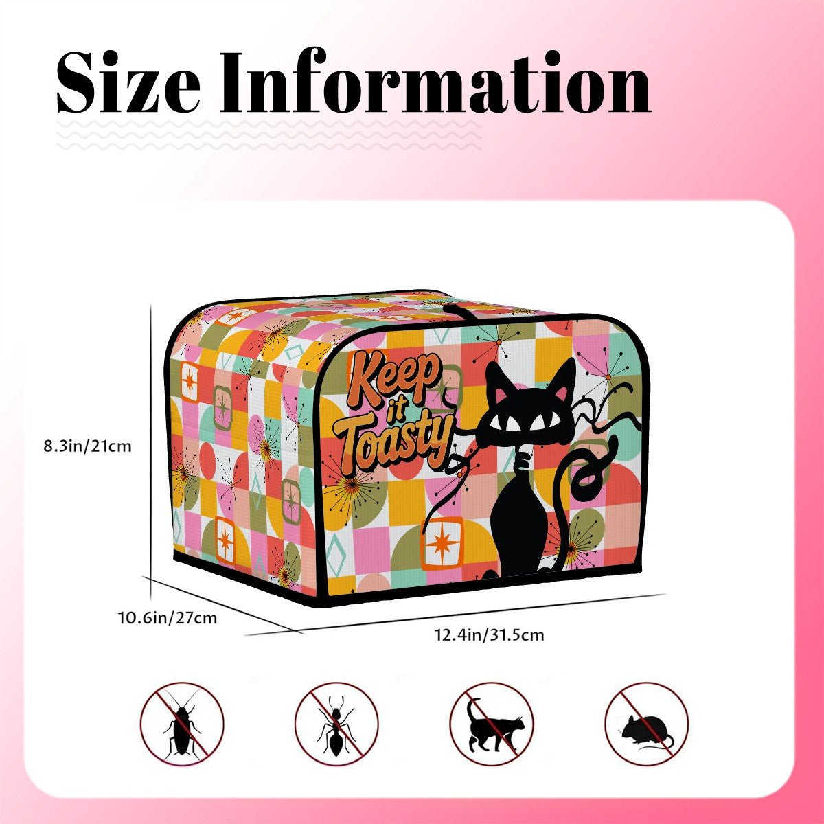 Kate McEnroe New York Atomic Cat Kitschy 4 Slice Toaster Cover, Keep It Toasty MCM KitchenToaster Covers3klWBWV15F
