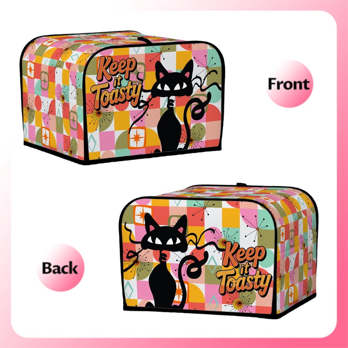 Kate McEnroe New York Atomic Cat Kitschy 4 Slice Toaster Cover, Keep It Toasty MCM KitchenToaster Covers3klWBWV15F