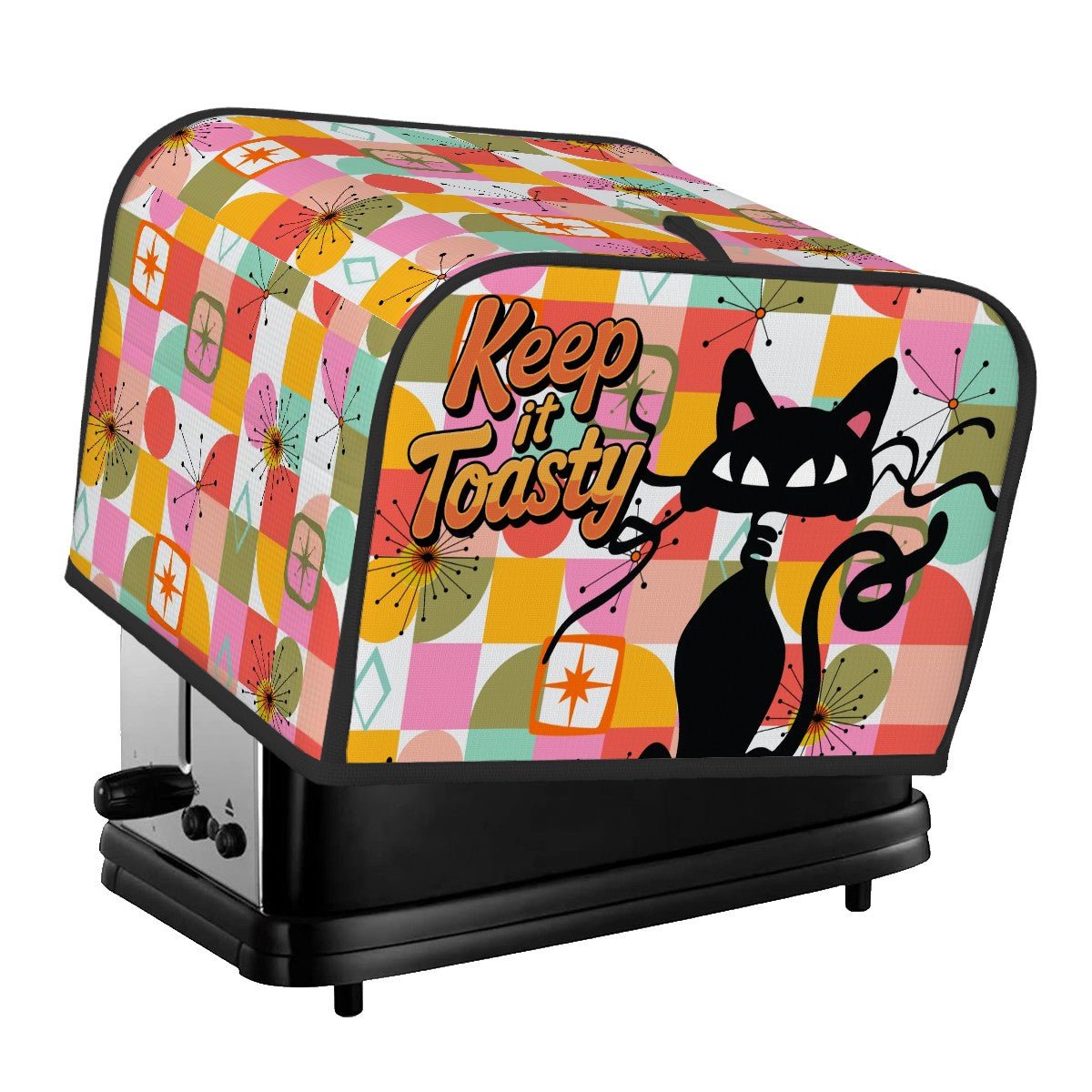 Kate McEnroe New York Atomic Cat Kitschy 4 Slice Toaster Cover, Keep It Toasty MCM KitchenToaster Covers3klWBWV15F