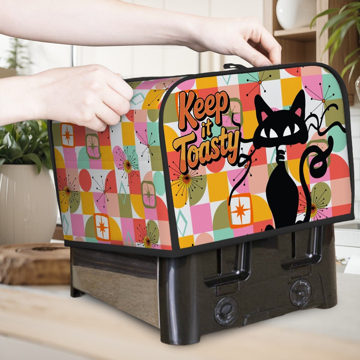 Kate McEnroe New York Atomic Cat Kitschy 4 Slice Toaster Cover, Keep It Toasty MCM KitchenToaster Covers3klWBWV15F
