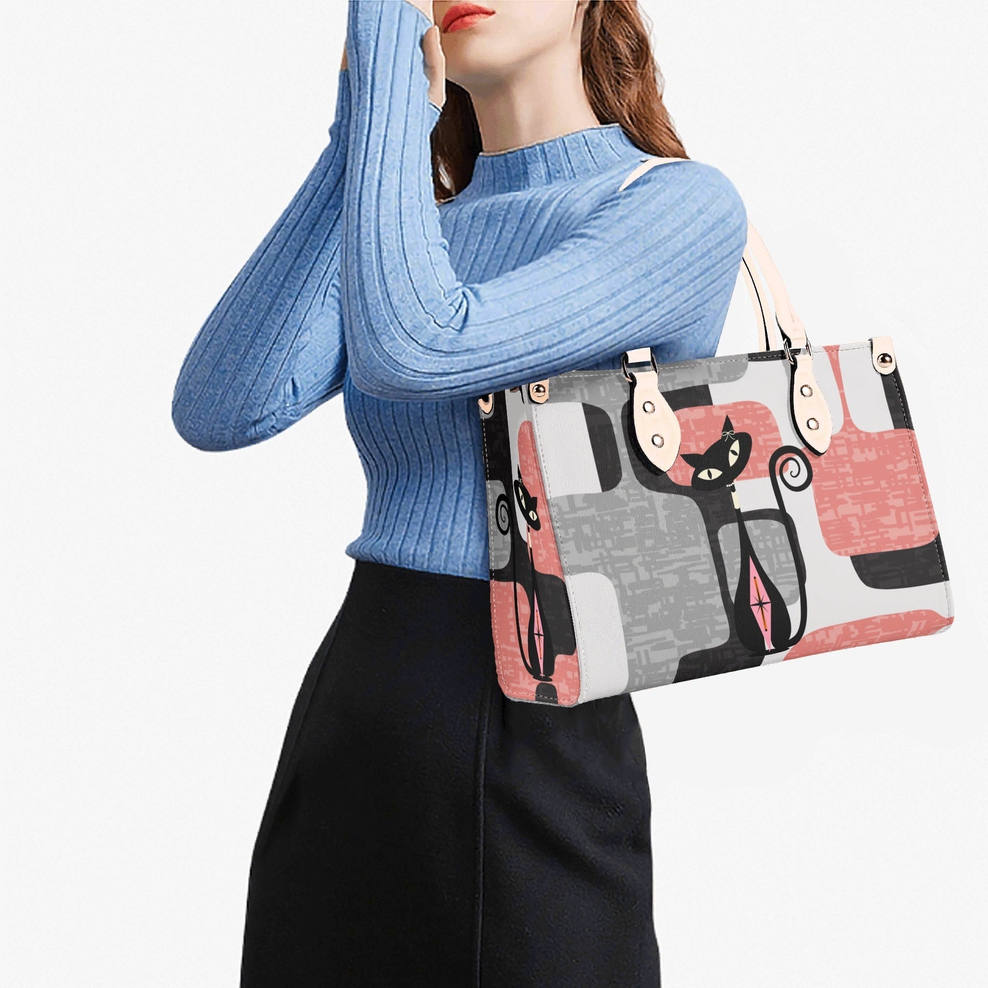 Kate McEnroe New York Atomic Cat Kitschy Retro Mid Century Modern SatchelHandbagsN2M0R3XN-4