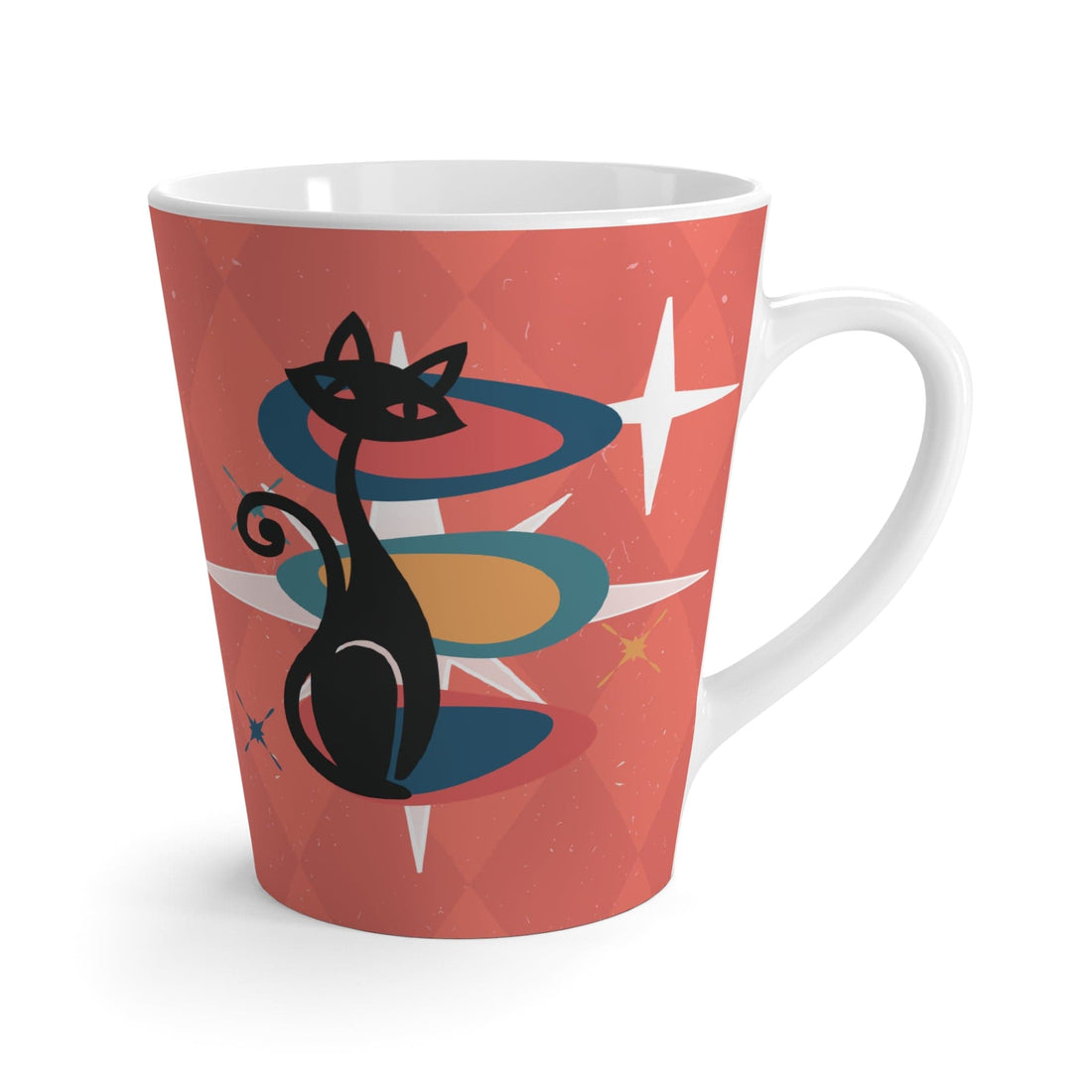 Kate McEnroe New York Atomic Cat Latte Mug, Retro Space Age Coffee Cup, Mid Century Modern Feline Design Mug 12oz 10979032185591433729