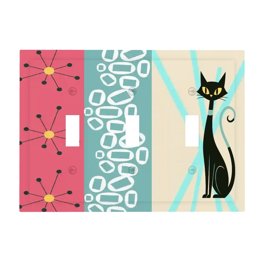Kate McEnroe New York Atomic Cat Light Switch Cover Mid Century Modern Triple Toggle PlateLight Switch Plateyl60zkYMCr
