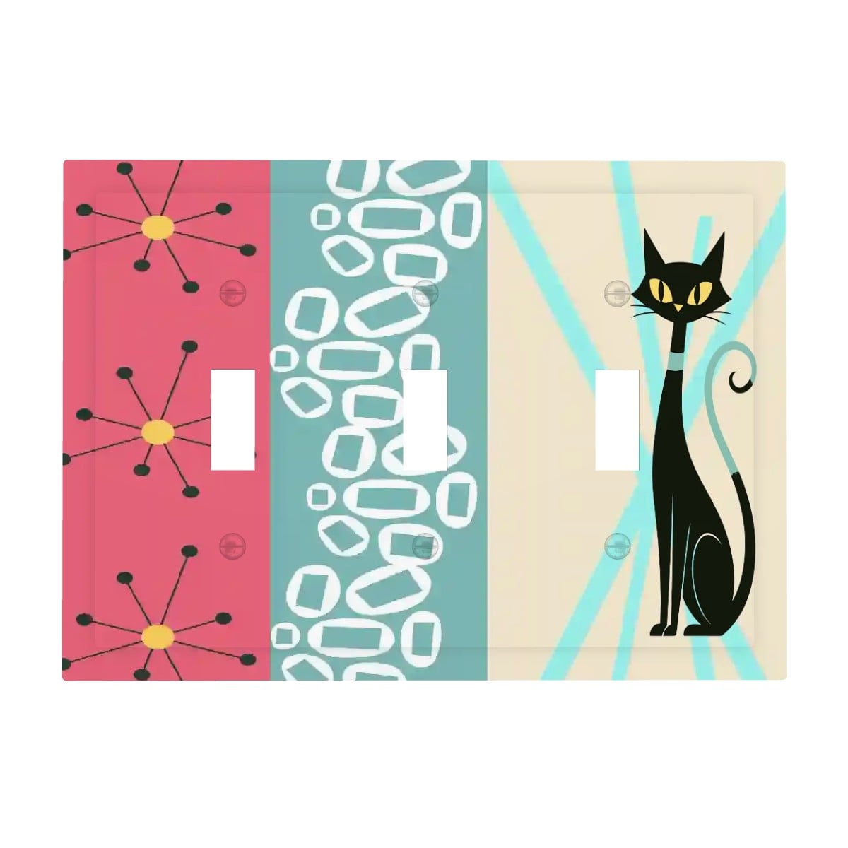 Kate McEnroe New York Atomic Cat Light Switch Cover Mid Century Modern Triple Toggle PlateLight Switch Plateyl60zkYMCr