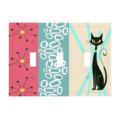 Kate McEnroe New York Atomic Cat Light Switch Cover Mid Century Modern Triple Toggle PlateLight Switch Plateyl60zkYMCr