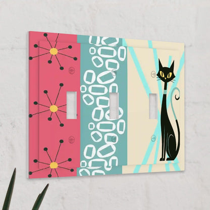 Kate McEnroe New York Atomic Cat Light Switch Cover Mid Century Modern Triple Toggle PlateLight Switch Plateyl60zkYMCr