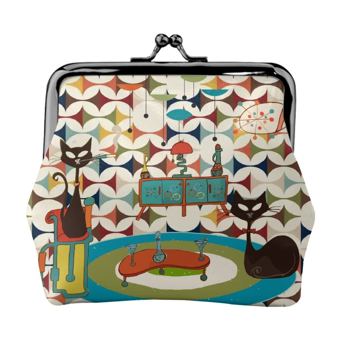 Kate McEnroe New York Atomic Cat Lounge Kisslock Coin Purse, Mid Century Modern Scandinavian Danish WalletCoin PursesesiZwf43Ny