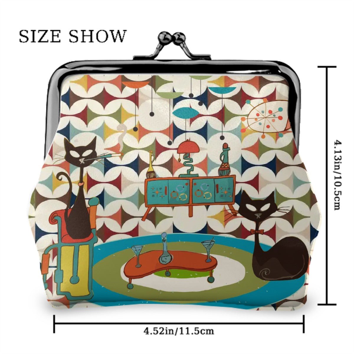 Kate McEnroe New York Atomic Cat Lounge Kisslock Coin Purse, Mid Century Modern Scandinavian Danish WalletCoin PursesesiZwf43Ny