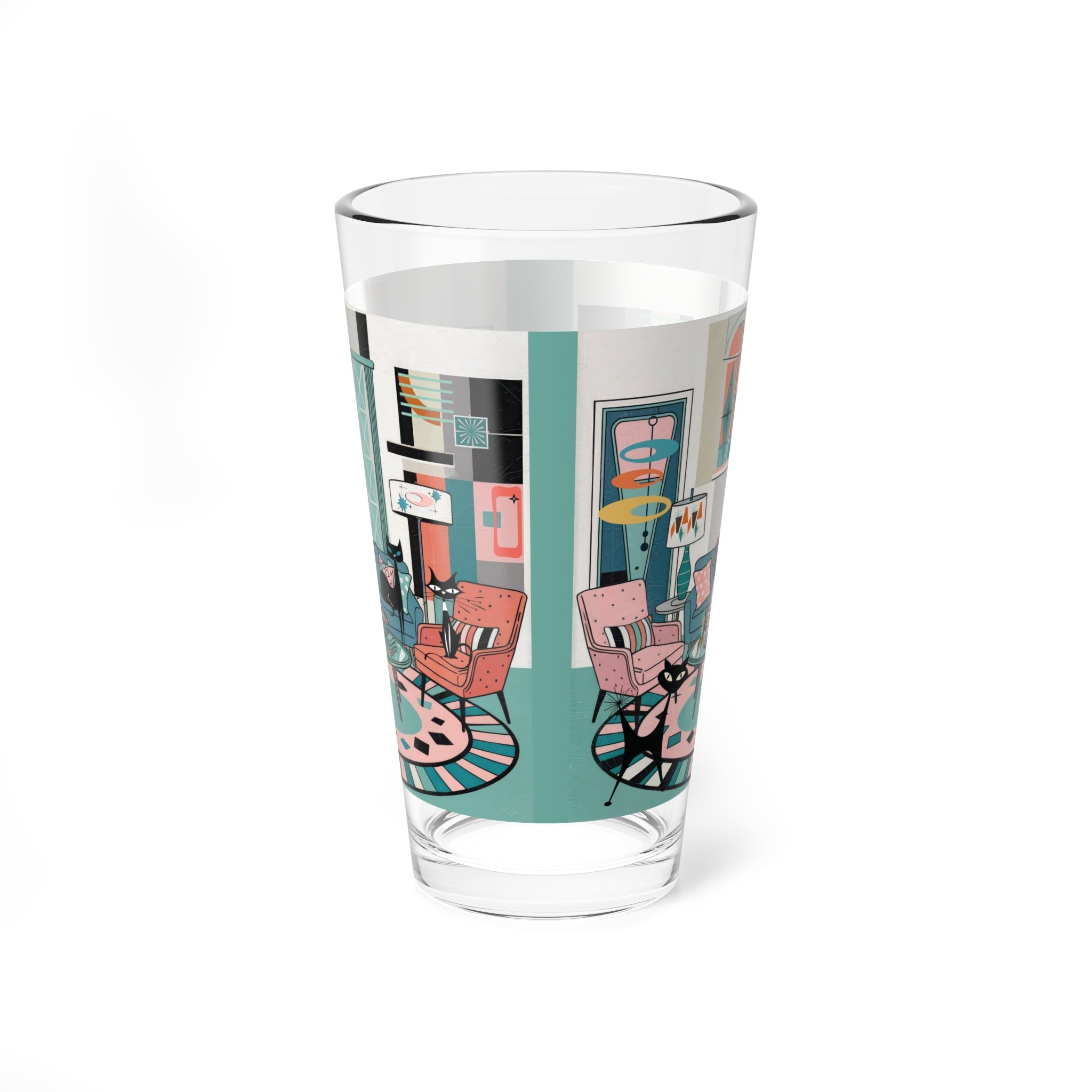 Kate McEnroe New York Atomic Cat Lounge Pint Glass, Mid Century Modern Barware, Retro Kitsch Cocktail Glass, 50s MCM Space Age DrinkwarePint Glasses13646951307764075988
