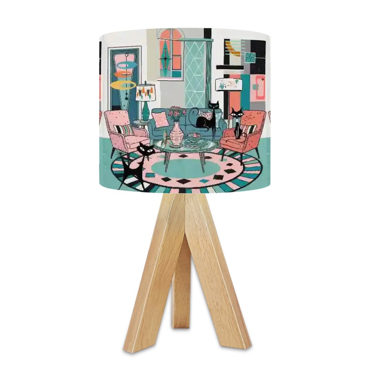 Kate McEnroe New York Atomic Cat Lounge Table Lamp, Mid Century Modern Retro Art LightTable Lamps4eq8JDA1ua