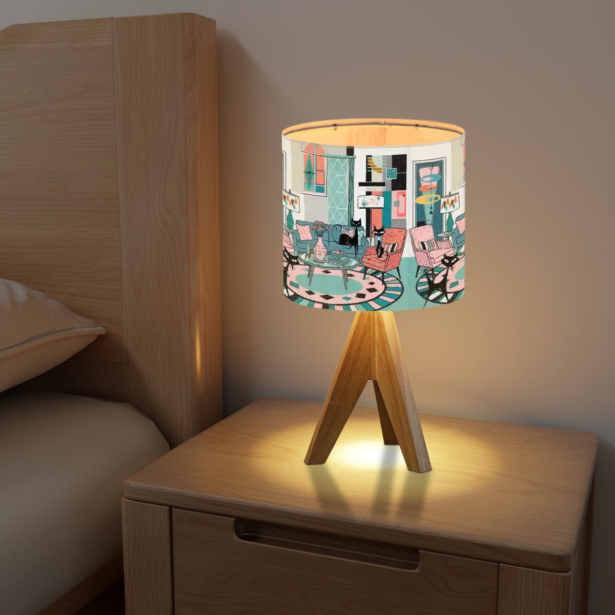 Kate McEnroe New York Atomic Cat Lounge Table Lamp, Mid Century Modern Retro Art LightTable Lamps4eq8JDA1ua