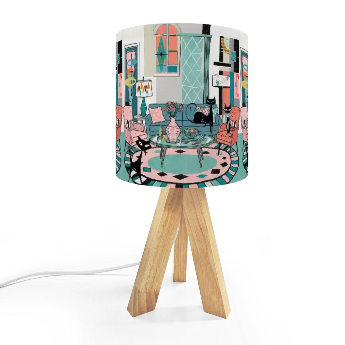 Kate McEnroe New York Atomic Cat Lounge Table Lamp, Mid Century Modern Retro Art LightTable Lamps4eq8JDA1ua