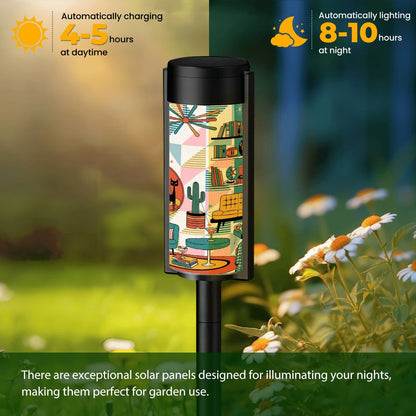 Kate McEnroe New York Atomic Cat Lounging Solar Garden Light, Mid Century Modern Yard AccentSolar Garden Stake LightsJpjrMzi0AD