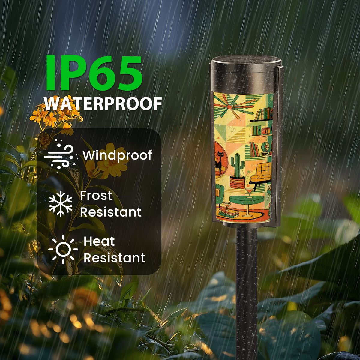 Kate McEnroe New York Atomic Cat Lounging Solar Garden Light, Mid Century Modern Yard AccentSolar Garden Stake LightsJpjrMzi0AD