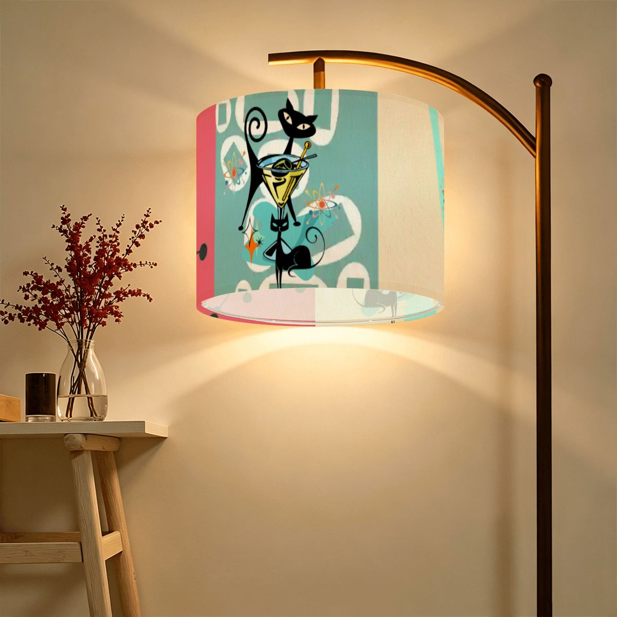 Kate McEnroe New York Atomic Cat Martini 1950s Mid Century Modern Lamp ShadeLamp ShadesqKAzok0nxT