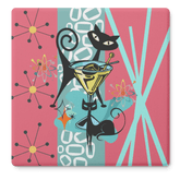 Kate McEnroe New York Atomic Cat Martini Coaster, Mid Century Modern Soapstone DrinkwareCoasters7021