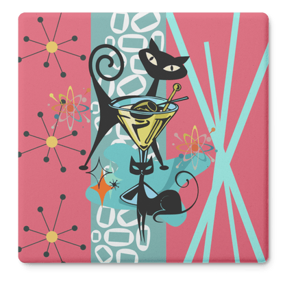 Kate McEnroe New York Atomic Cat Martini Coaster, Mid Century Modern Soapstone DrinkwareCoasters7021