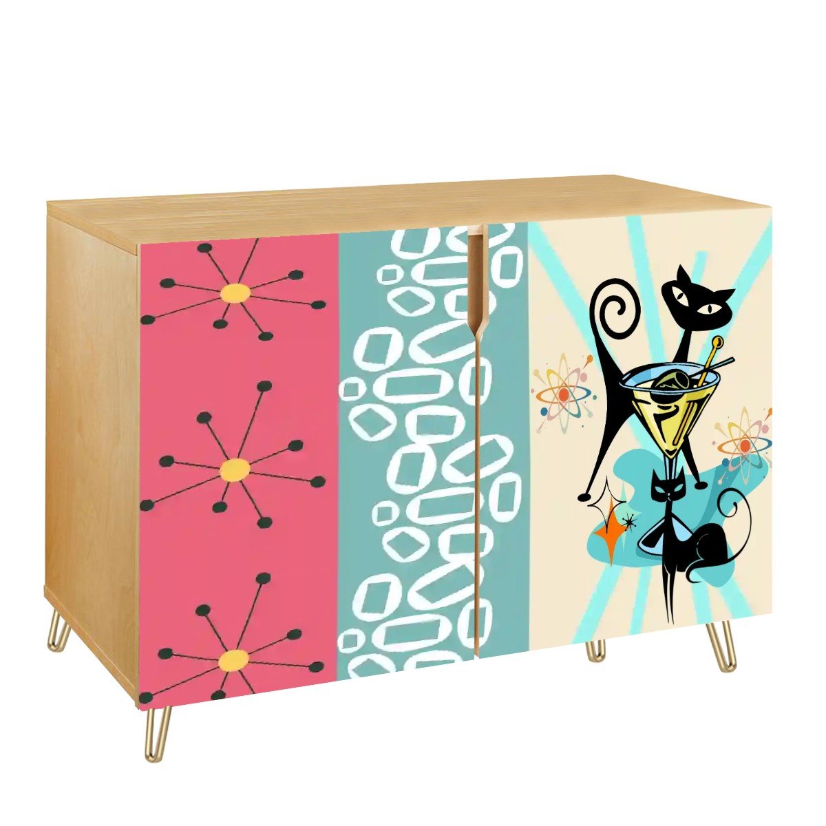 Kate McEnroe New York Atomic Cat Martini Lounge Cabinet, Mid Century Modern Starburst Storage, Retro MCM Bar ConsoleStorage Cabinetse7s9GviWda