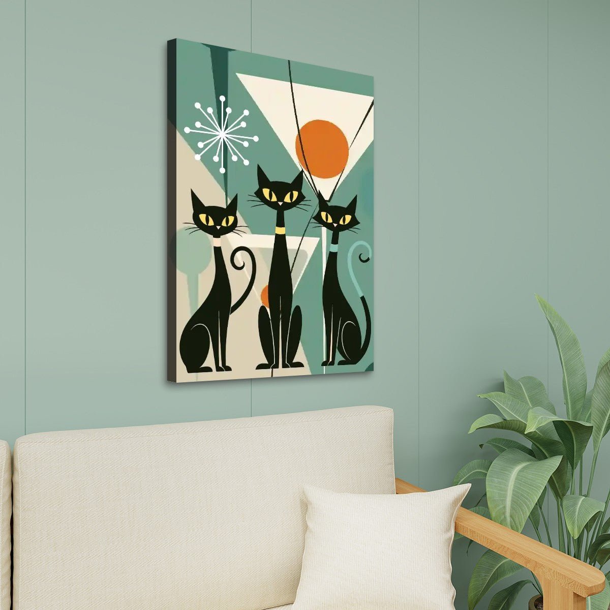 Kate McEnroe New York Atomic Cat Martini Party Canvas Wall Art, Mid Century Modern Retro Lounge DecorCanvas Wall ArtFQgDEpgxBx