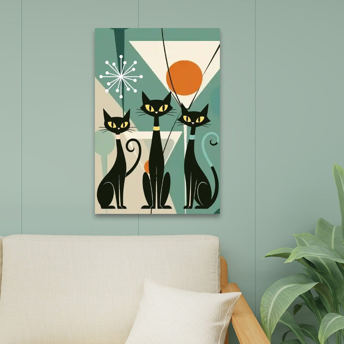 Kate McEnroe New York Atomic Cat Martini Party Canvas Wall Art, Mid Century Modern Retro Lounge DecorCanvas Wall ArtFQgDEpgxBx