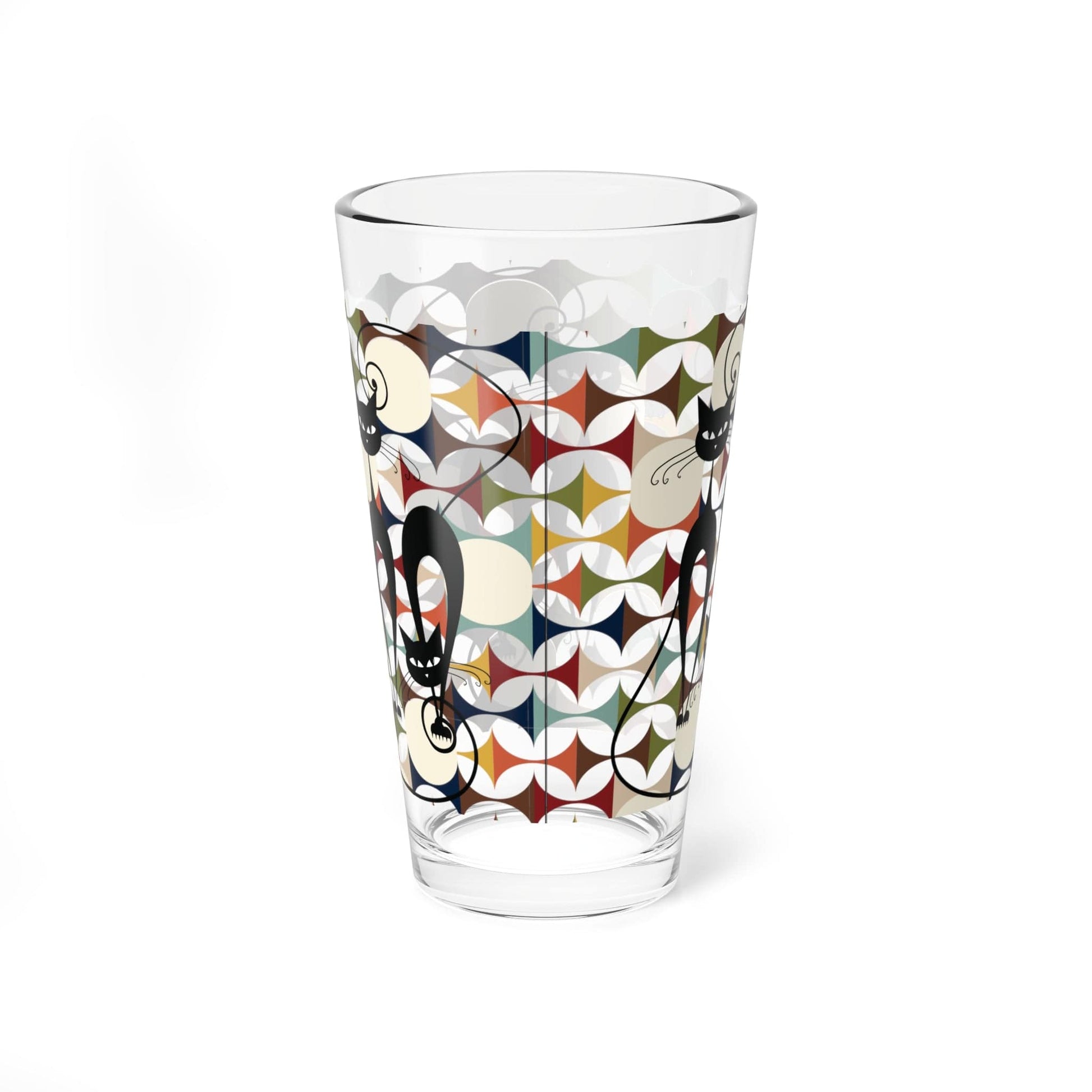 Kate McEnroe New York Atomic Cat MCM Geometric Retro Cocktail Shaker | Mixing Glass | Drinking Glass, 16oz, Mid Century Modern Chic Drinkware Mixing Glasses 16oz 18788070881060021569