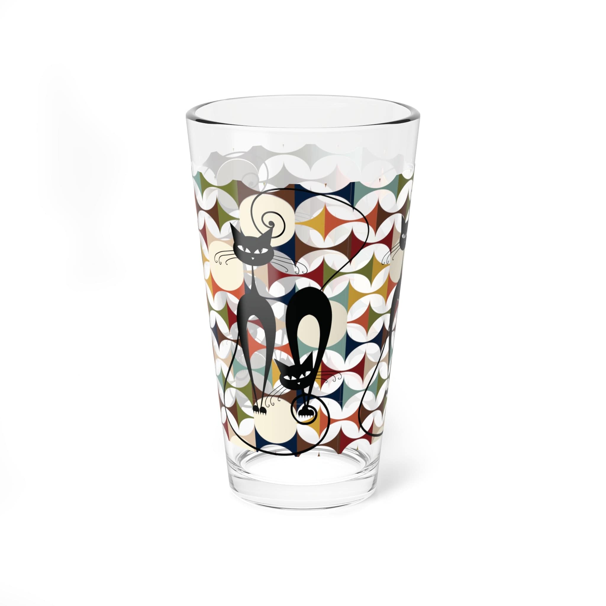 Kate McEnroe New York Atomic Cat MCM Geometric Retro Cocktail Shaker | Mixing Glass | Drinking Glass, 16oz, Mid Century Modern Chic DrinkwareMixing Glasses18788070881060021569