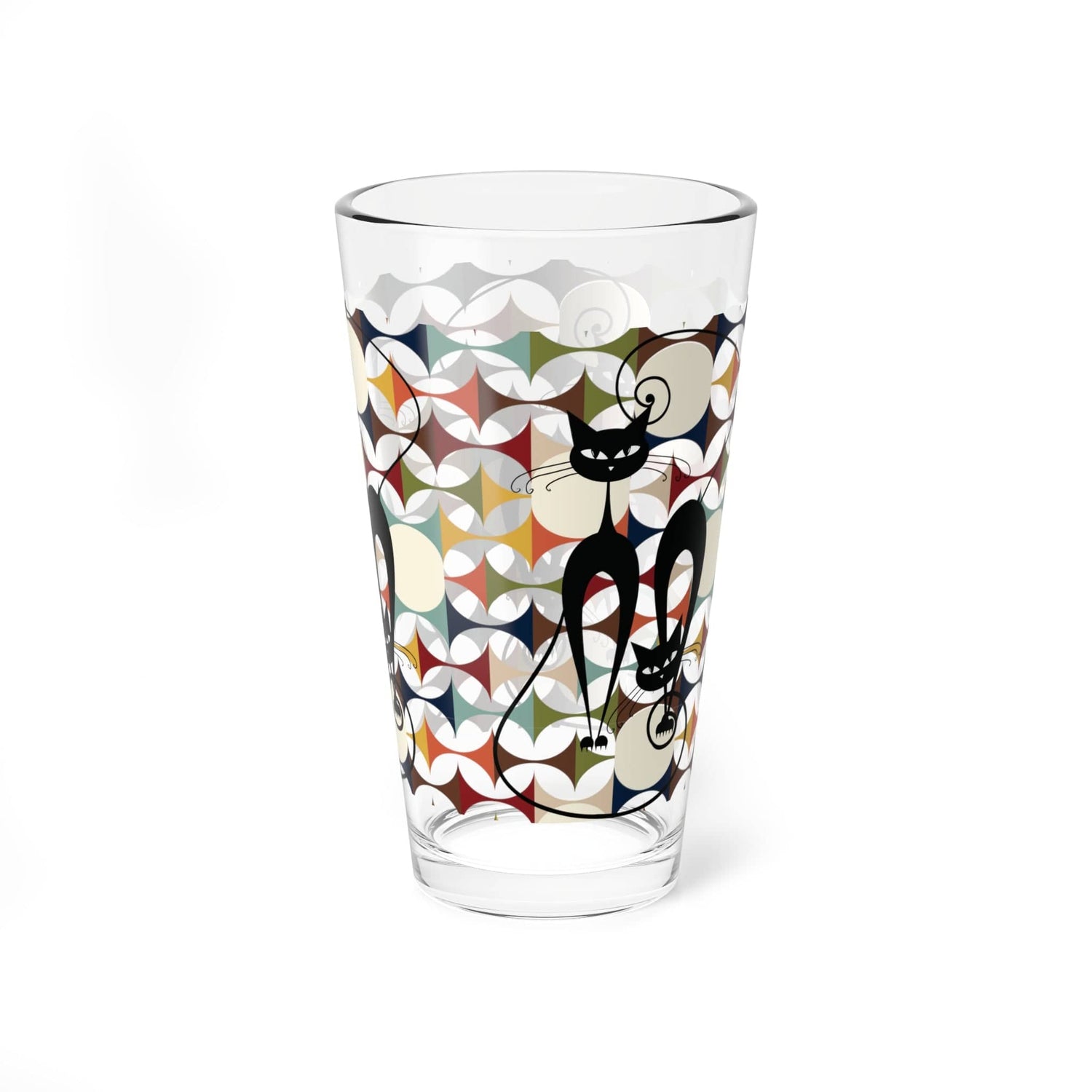 Kate McEnroe New York Atomic Cat MCM Geometric Retro Cocktail Shaker | Mixing Glass | Drinking Glass, 16oz, Mid Century Modern Chic DrinkwareMixing Glasses18788070881060021569