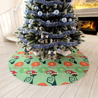 Kate McEnroe New York Atomic Cat MCM Meowy Christmas Round Tree Skirt, 1970s Mid Century Modern Retro Starburst Christmas Decor Christmas Tree Skirts 33269276671093200454