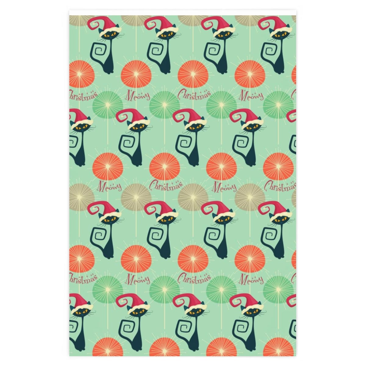Kate McEnroe New York Atomic Cat Meowy Christmas Wrapping Paper Seasonal & Holiday Decorations