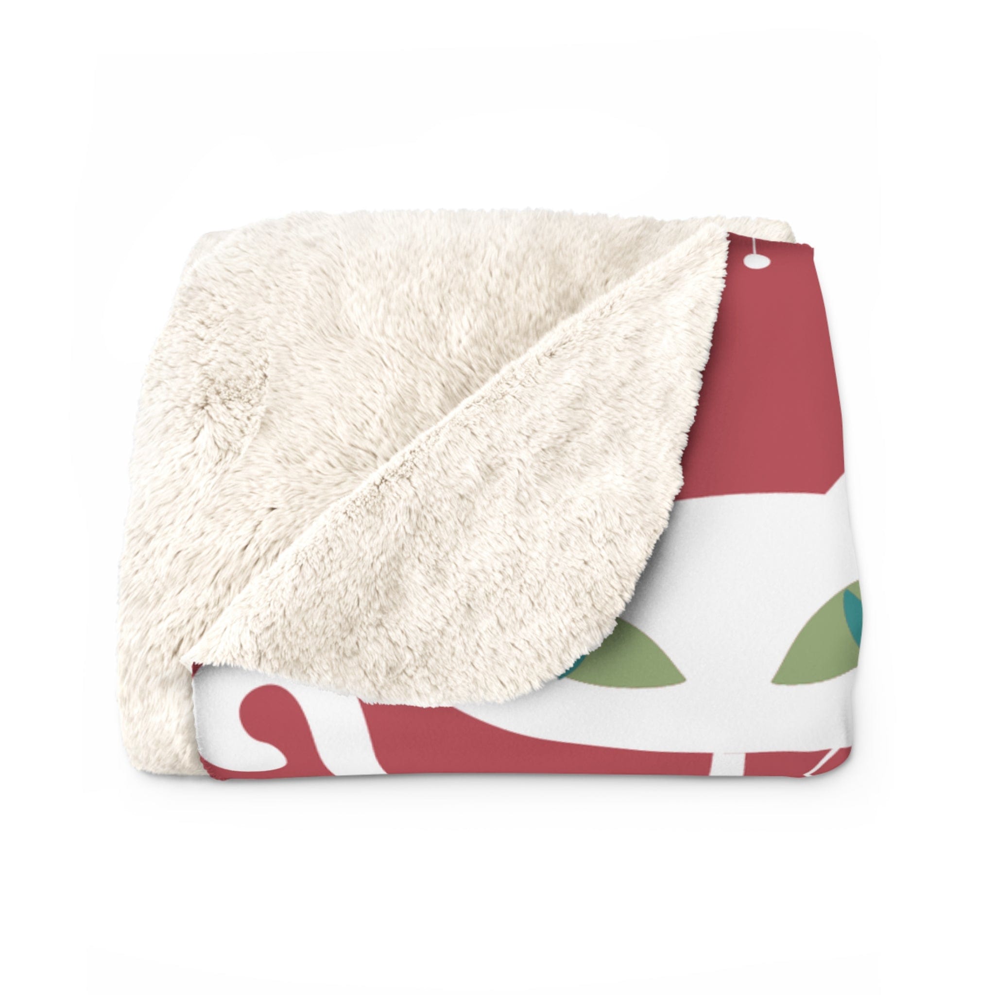 Kate McEnroe New York Atomic Cat Merry &amp; Bright Sherpa Fleece Blanket, Retro Christmas Throw, Mid Century Modern Cozy ThrowsBlankets13130625768473320313