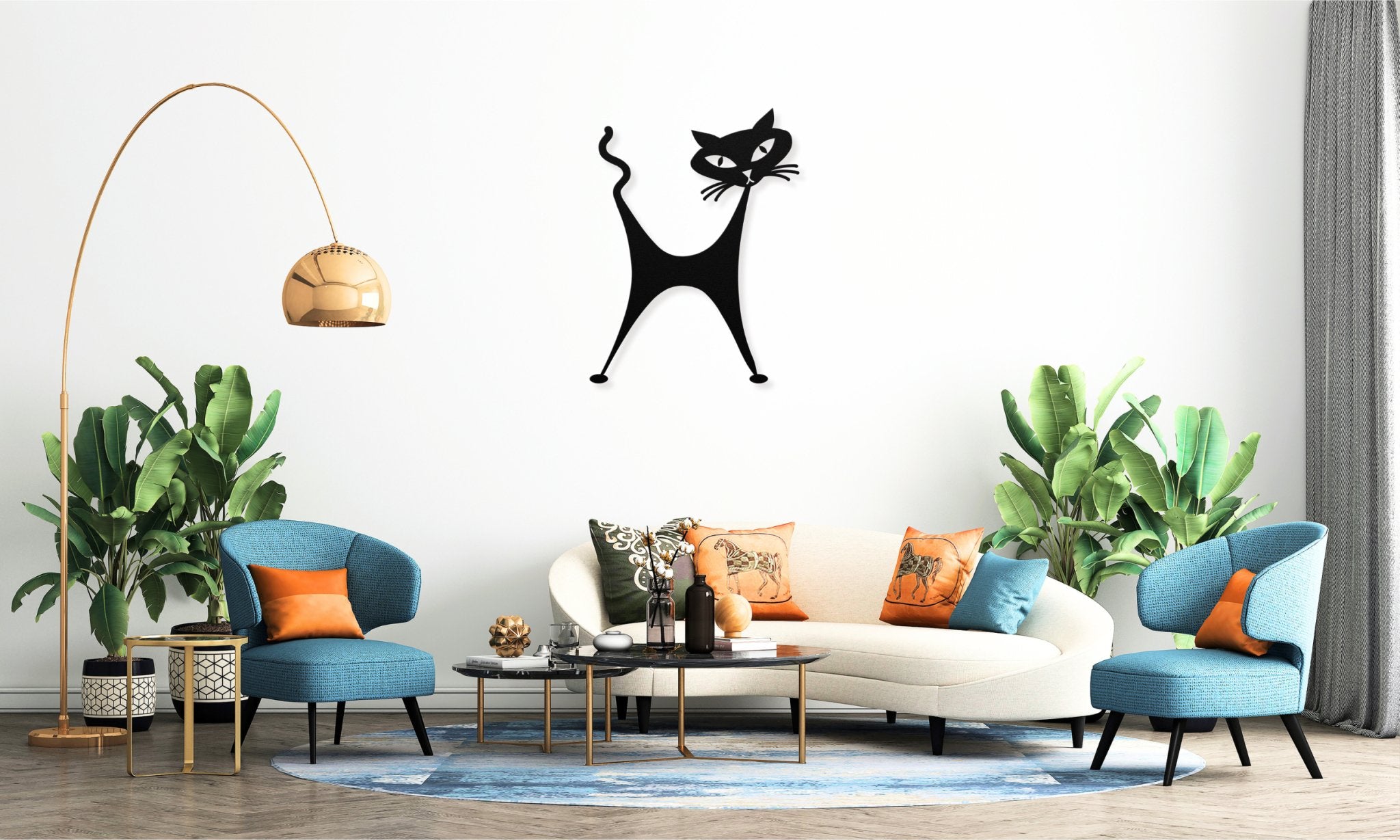 Kate McEnroe New York Atomic Cat Metal Wall Art, Mid Century Modern Retro DecorMetal Wall ArtMTS12BLACK