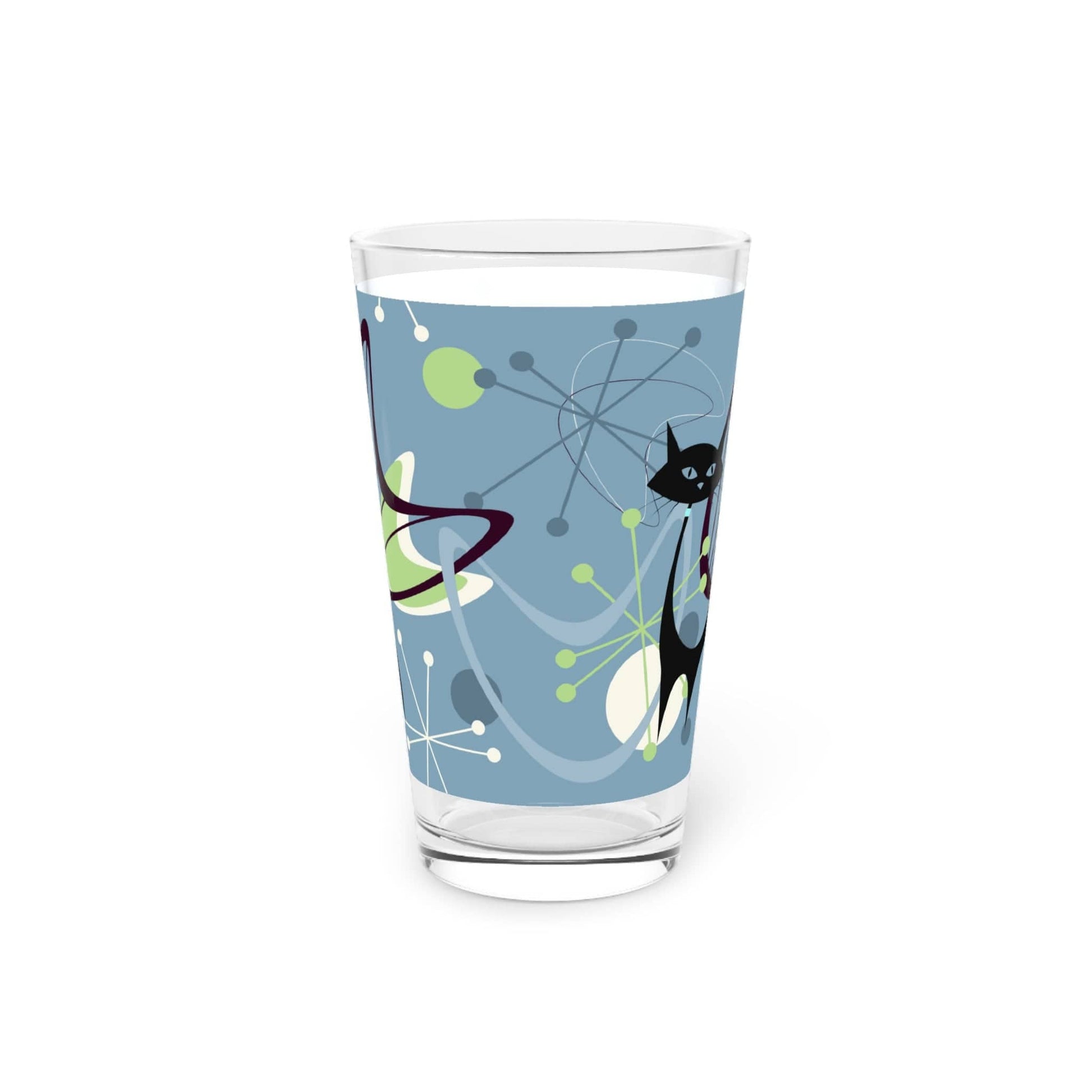 Kate McEnroe New York Atomic Cat Mid Century 16oz Pint Glass, Retro MCM Barware Beer Glasses 13656334988454249416