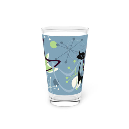 Kate McEnroe New York Atomic Cat Mid Century 16oz Pint Glass, Retro MCM BarwareBeer Glasses13656334988454249416