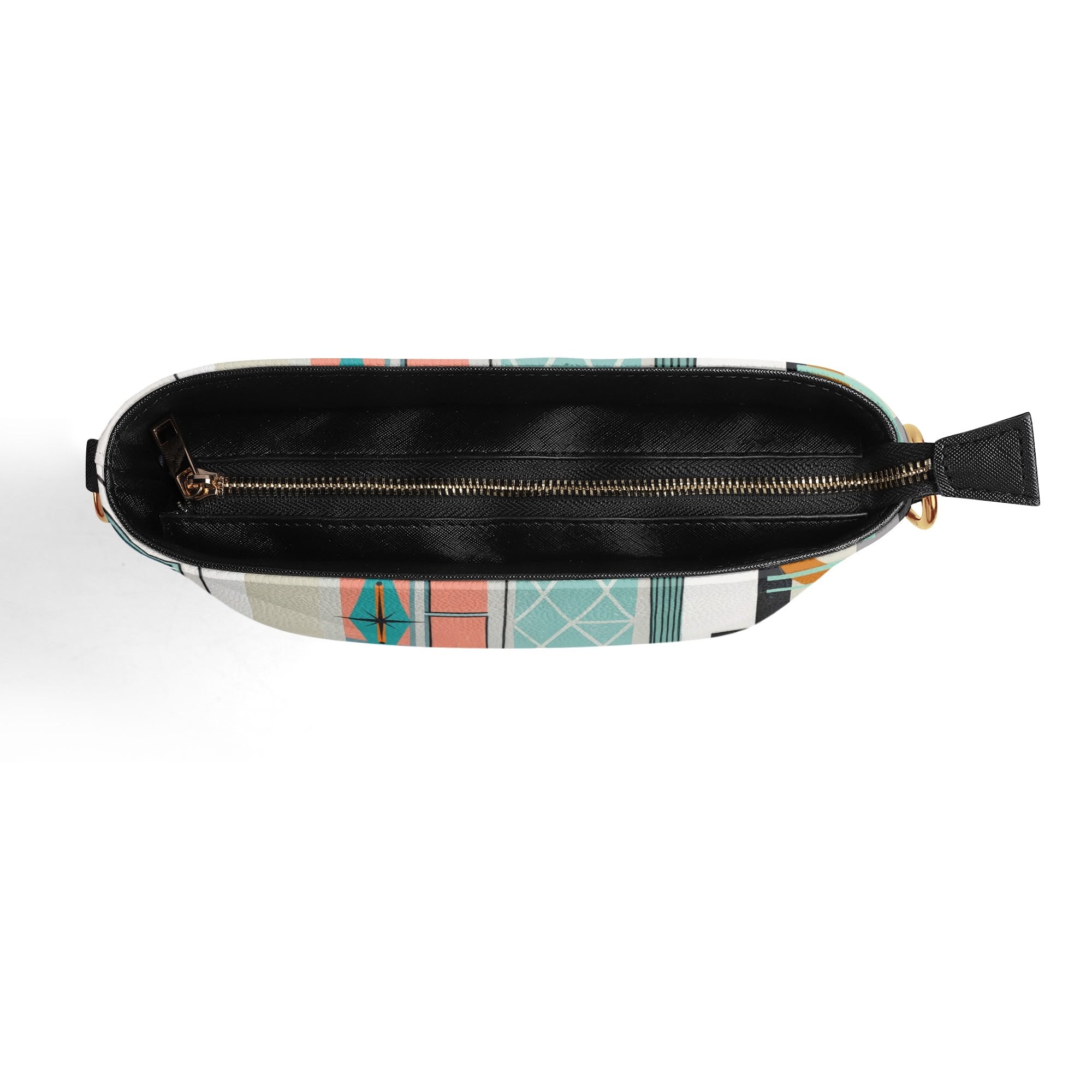 Kate McEnroe New York Atomic Cat Mid Century Bucket Bag, Retro 50s MCM Lounge Scene Purse, Kitschy Mod Shoulder BagHandbagsNRQ38XGY - 1