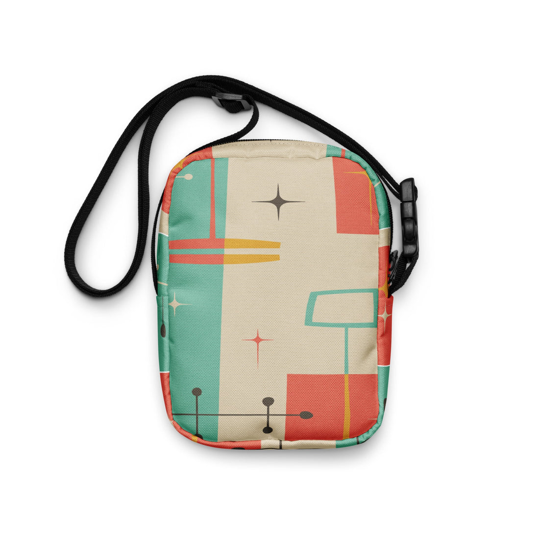 Kate McEnroe New York Atomic Cat Mid Century Crossbody Bag, Retro 50s Geometric Print, Adjustable MCM Shoulder BagHandbags8931254_19256